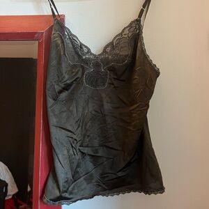 Dark green Vintage Lace Trim Cami